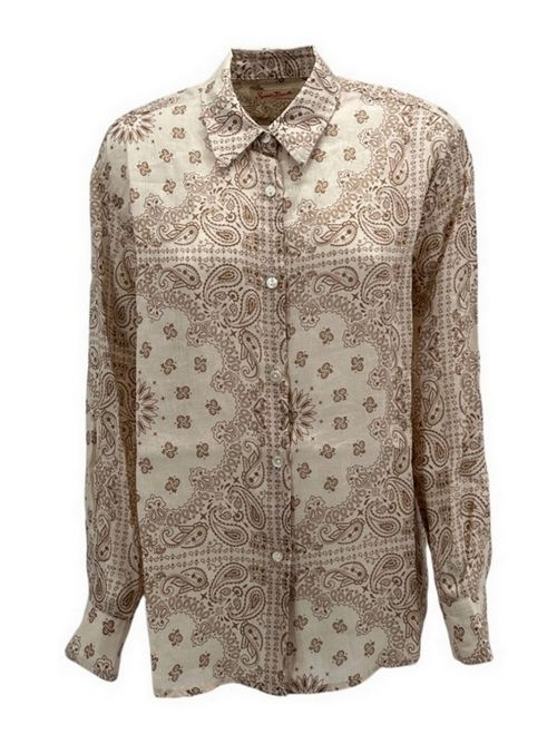 Beige and ivory bandana patterned women's shirt MC2 Saint Barth | MEREDITH-BANDANA10